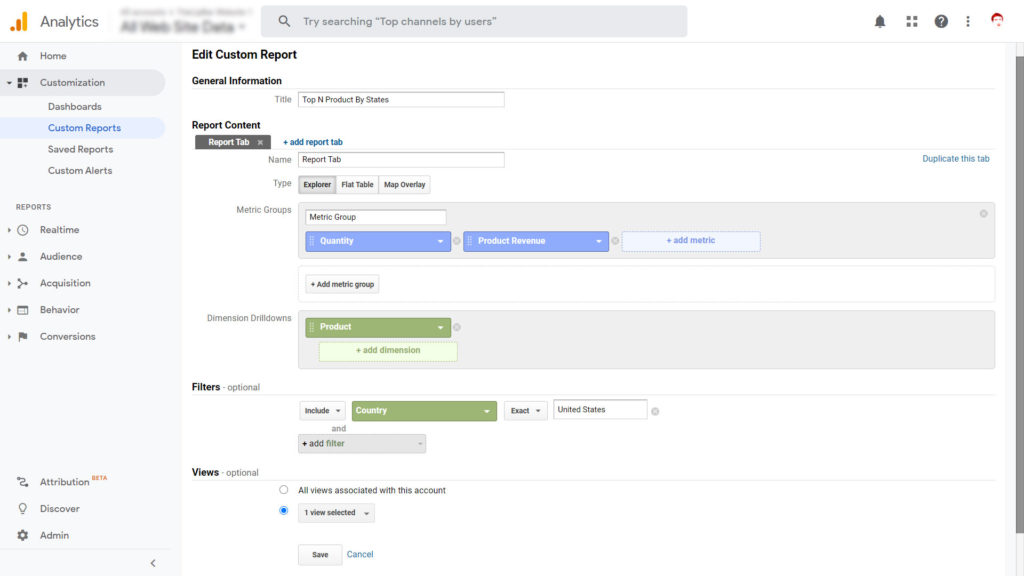 Google Analytics: How to get your Top N Products by location?