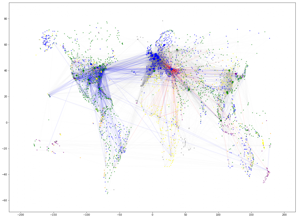 US airlines, Turkish Airlines flights map